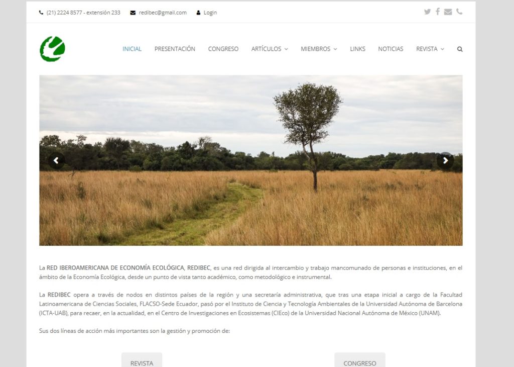 Desenvolvimento do site da REDE IBEROAMERICANA DE ECONOMIA ECOLÓGICA e sua revista eletrônica (REVIBEC) utilizando a plataforma OJS (Open Journal System).